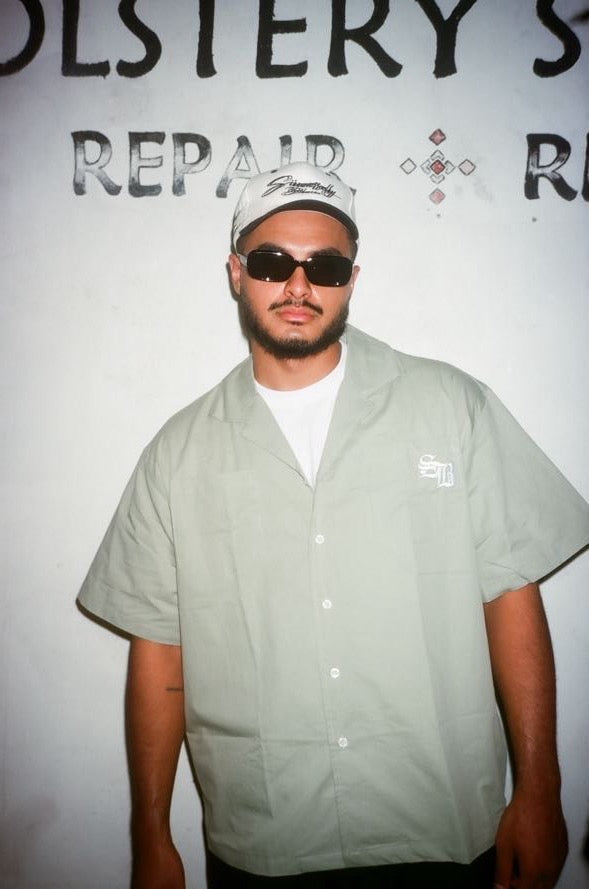 Sincerely Blanco Script Logo Work Shirt- Sage